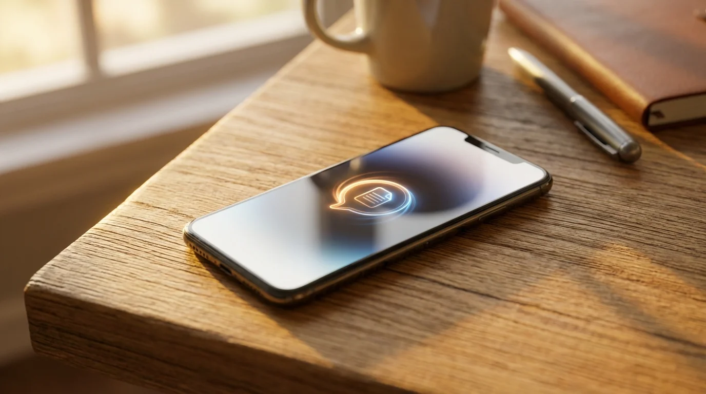 An SMS text message containing a secure link to a mobile contract.